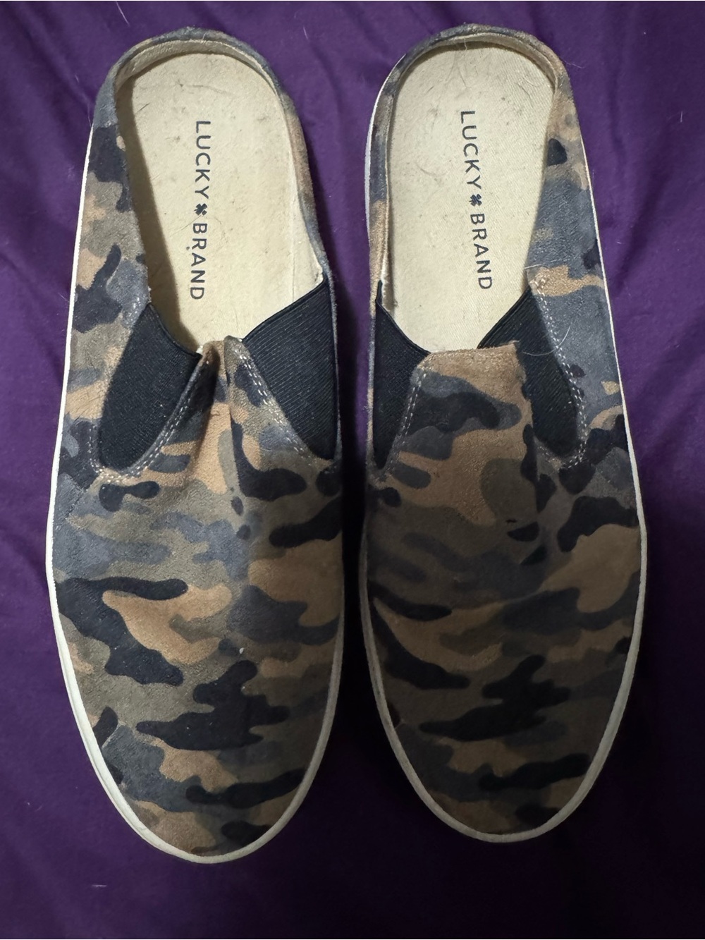 Lucky Brand Camo Slip-On Sneakers in Brown and Black